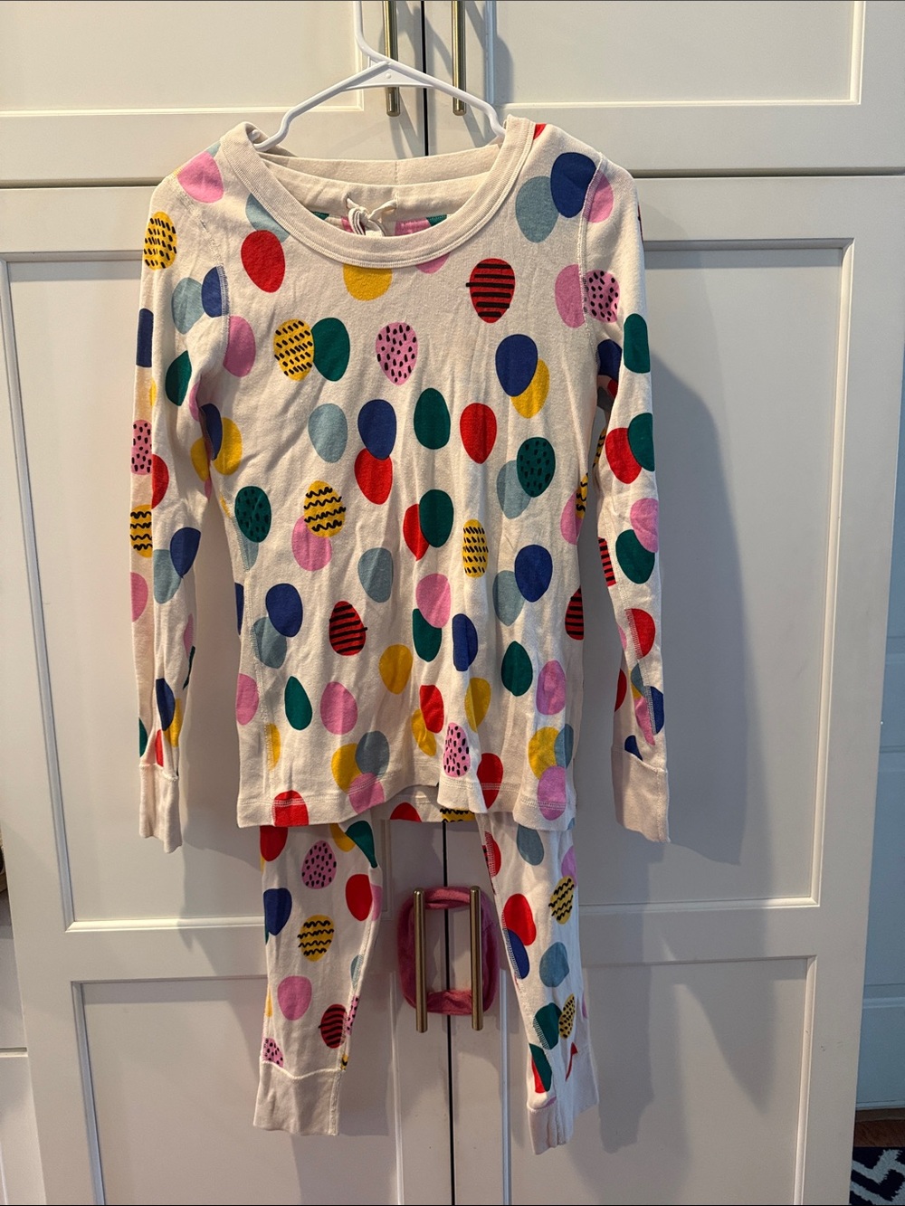 Hanna Andersson Cream Pajama Set with Multicolor Polka Dots